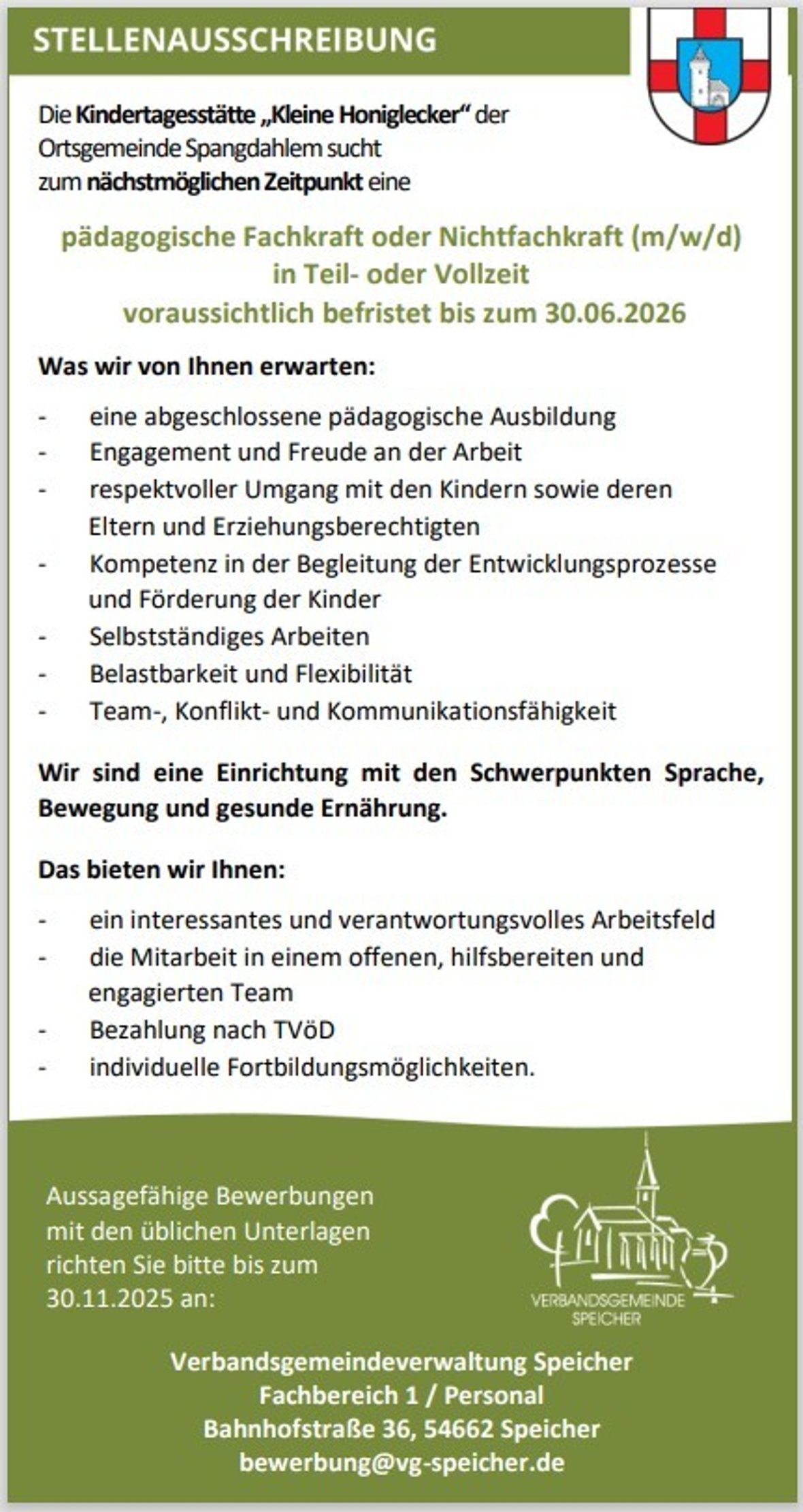 Kita Spangdahlem sucht pädagogische Fachkraft