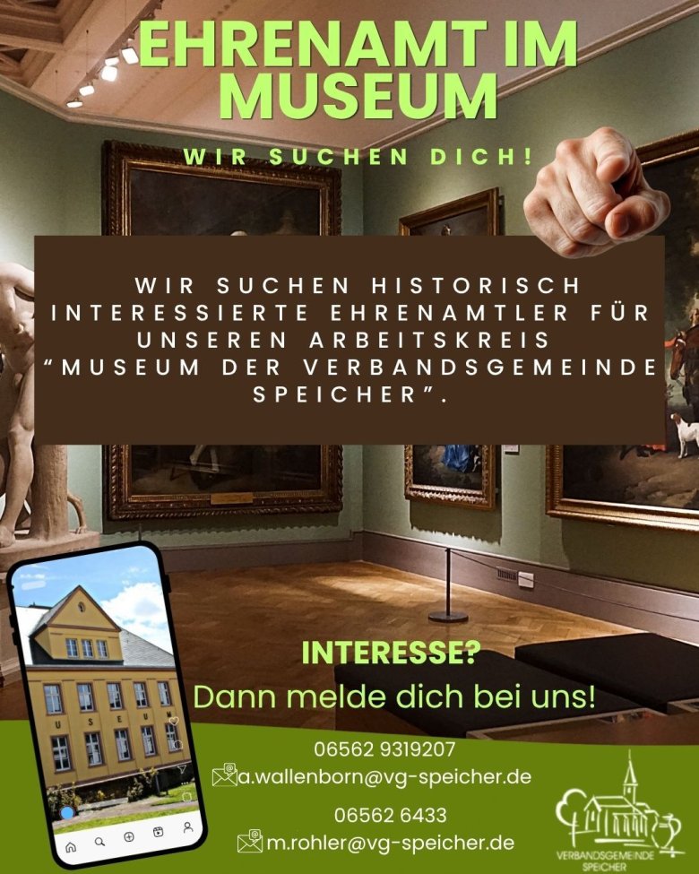 Ehrenamt im Museum - 1 Ehrenamtler für den Arbeitskreis "Museum der Verbandsgemeinde Speicher gesucht"