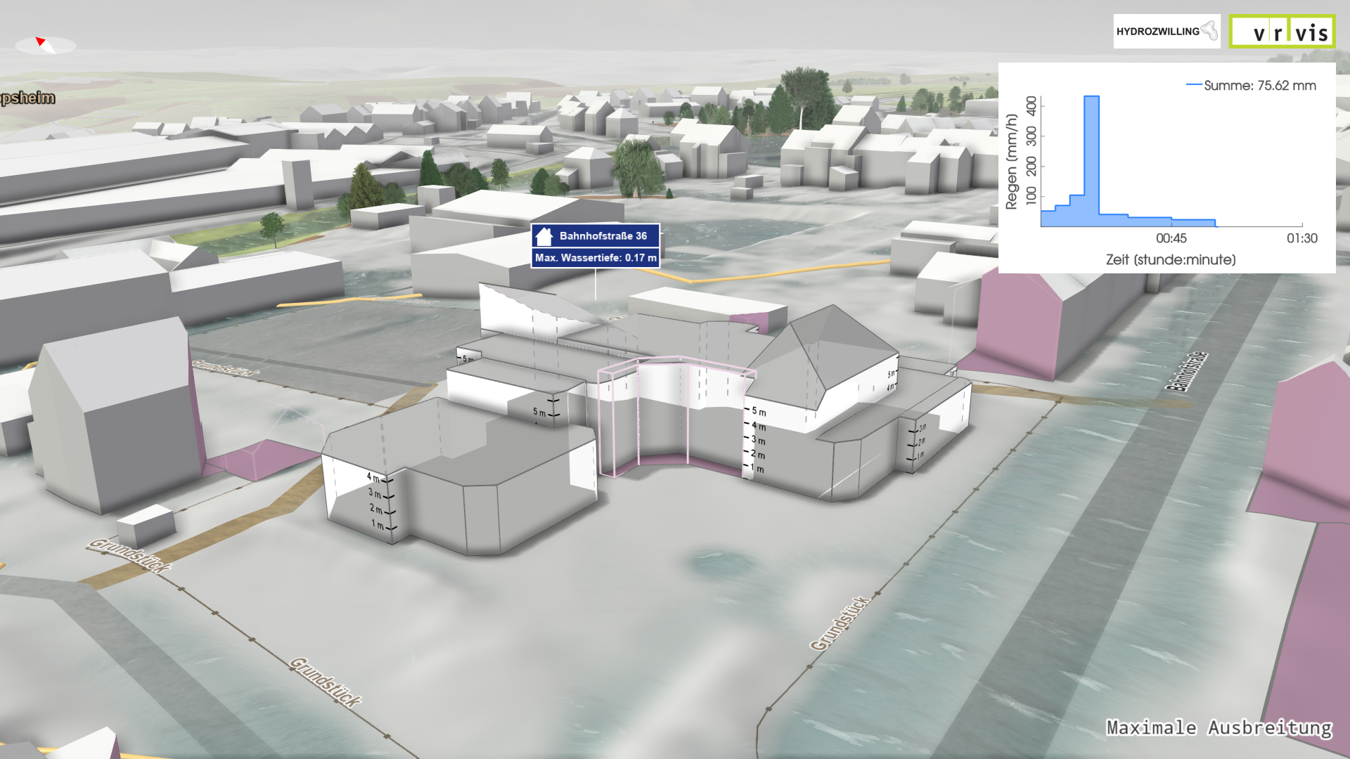 Skizzenhaftes Luftbild eines Gebäudes
