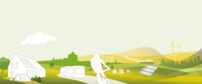 Bild zum Thema Klimaschutz E-Auto, Fahrrad, Windrad, Solar
