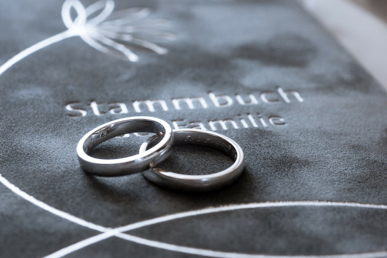Bild Eheringe auf Stammbuch