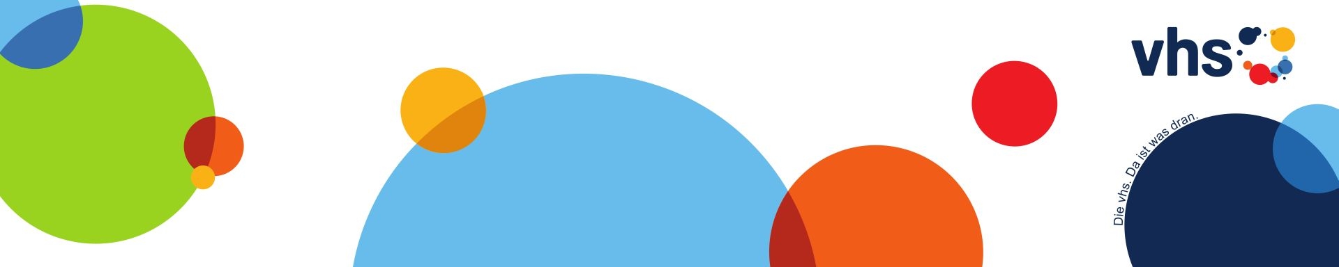 Banner mit bunten Kreisen Symbol Volkshochschule