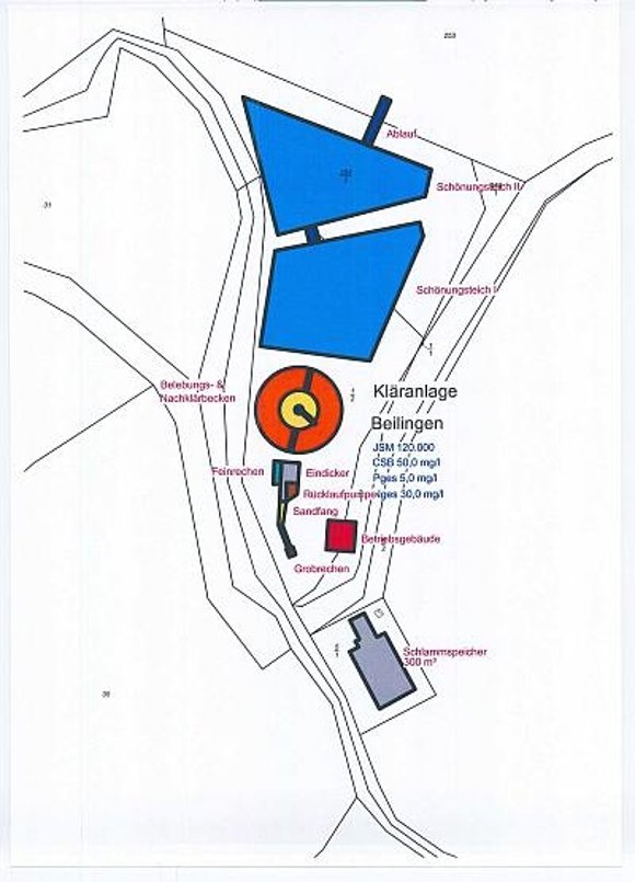 Lageplan_Grundriss Kläranlage Beilingen